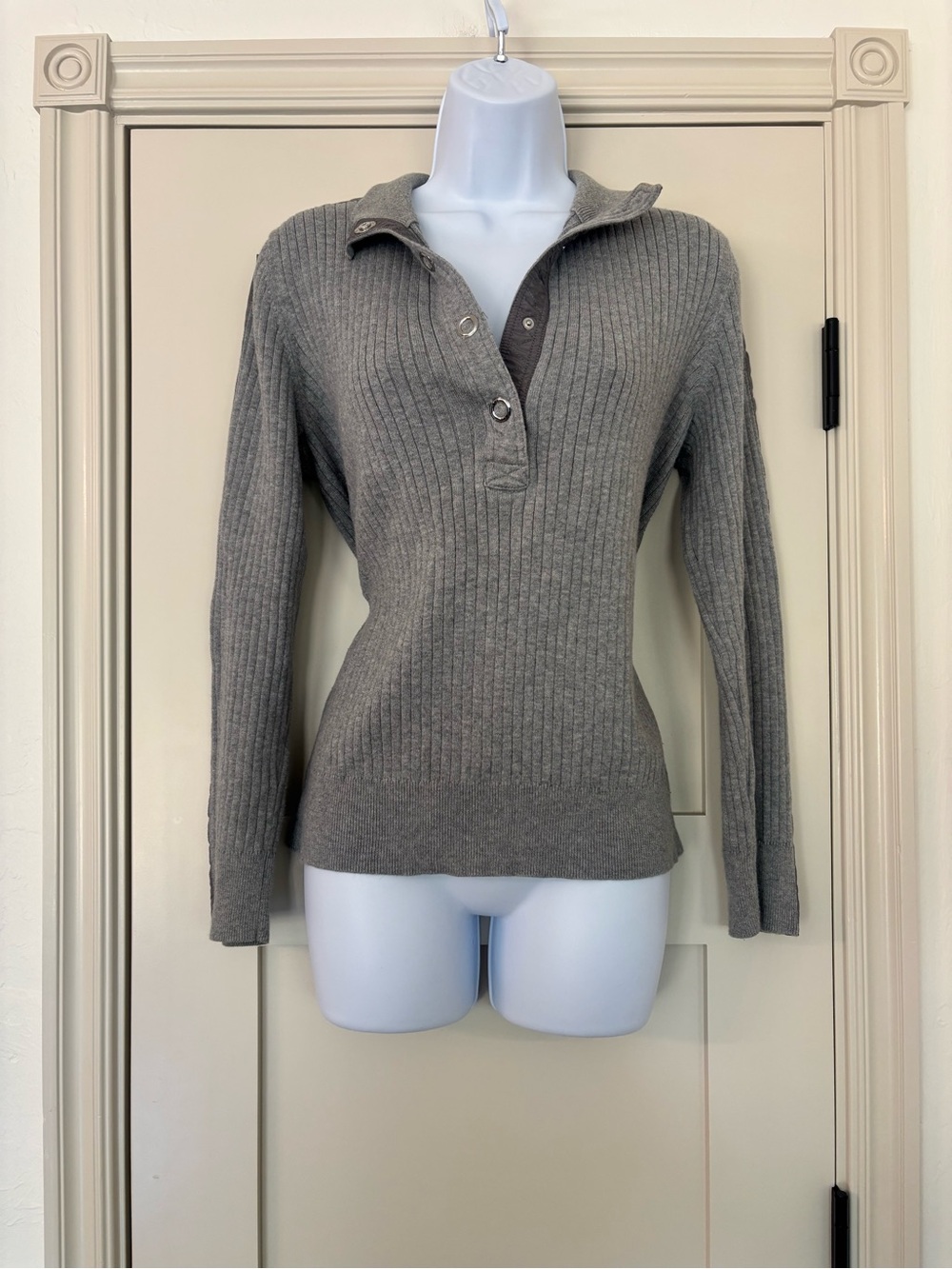 Vintage Lauren Ralph Lauren Ribbed Knit Satin Sleeve Chunky Fall Sweater Sz L
